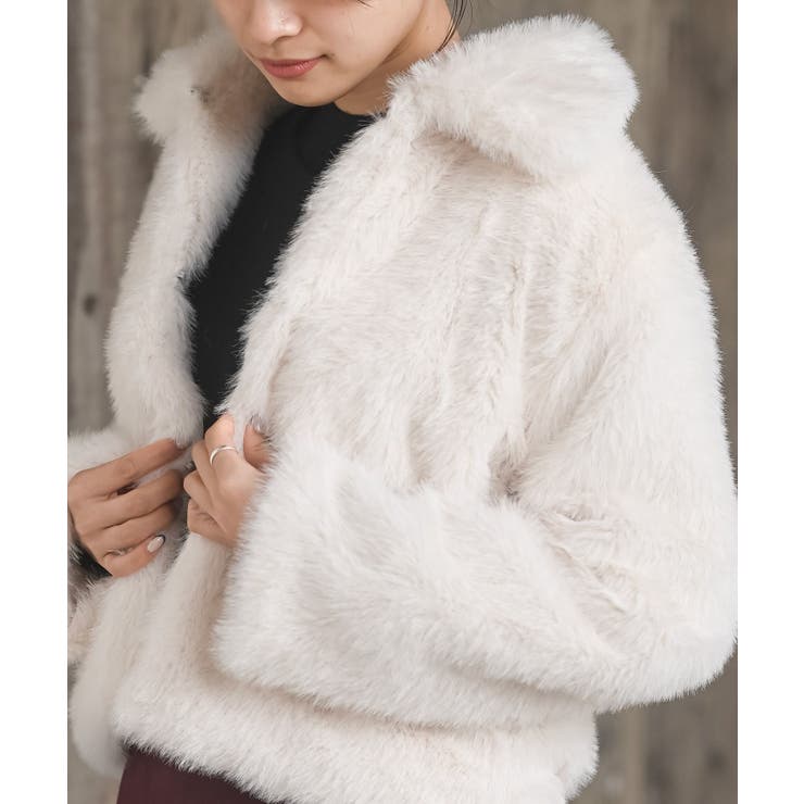 襟付きフェイクファーショートジャケット | rps | 詳細画像7 