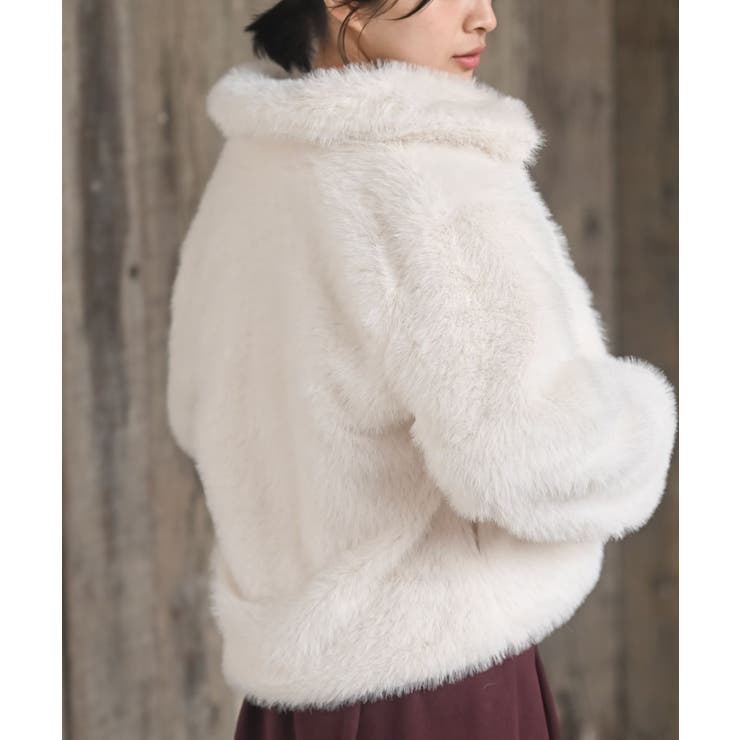 襟付きフェイクファーショートジャケット | rps | 詳細画像8 