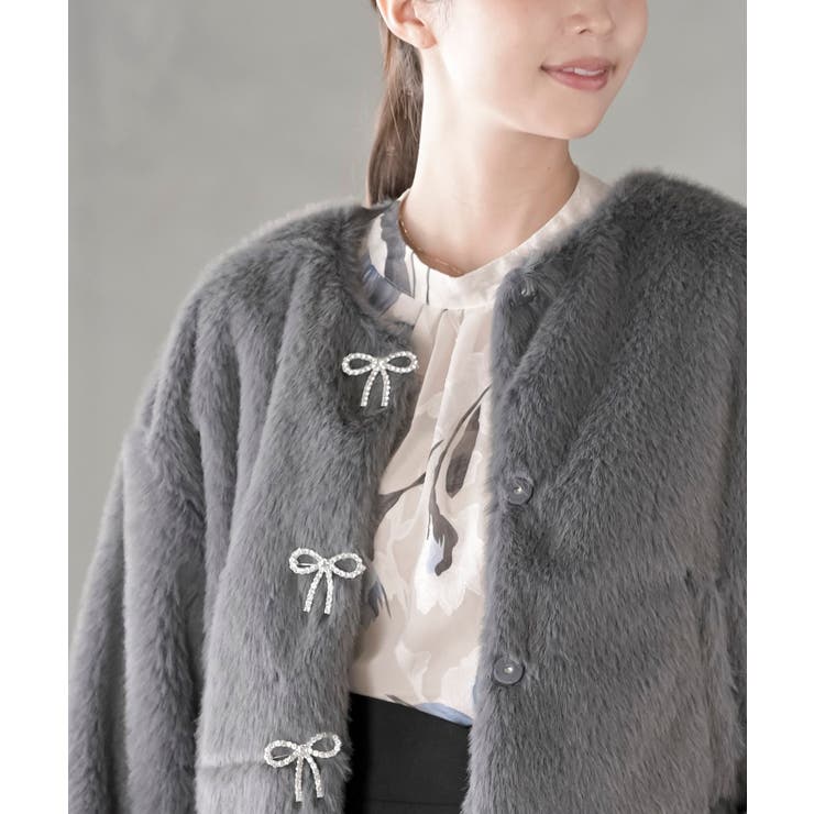 リボン釦フェイクファージャケット | rps | 詳細画像22 