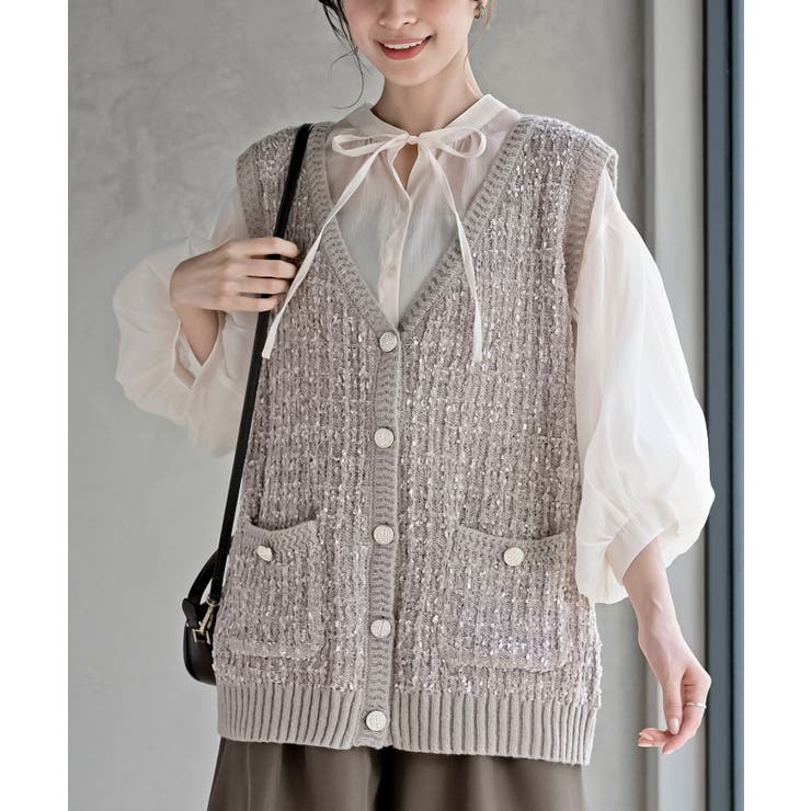 ツィード編みニットベスト[品番：RPSW0004099]｜rps（アールピーエス