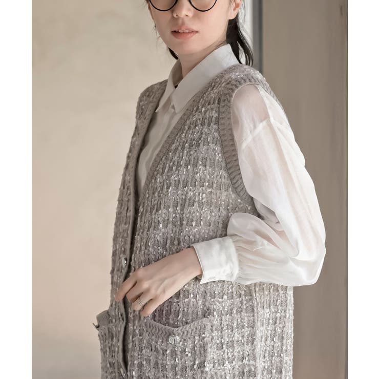 SANTE今季ヘリンボーンツィードベスト新品未使用 ツィード編みニットベスト[品番：RPSW0004099]｜rps（アールピーエス