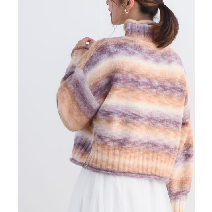 ウール混グラデーションハイネックニットプルオーバー[品番