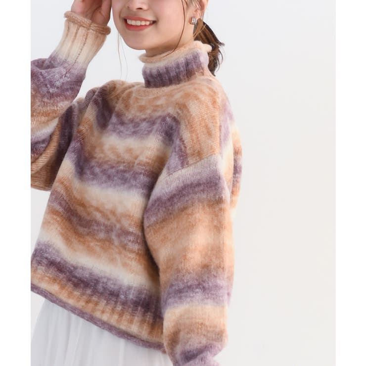 ウール混グラデーションハイネックニットプルオーバー[品番