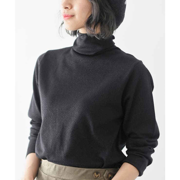 天竺編みタートルネックラメニットプルオーバー[品番：RPSW0003119