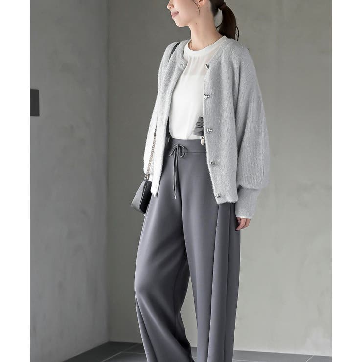 ハートボタンラメフェザークルーネックカーディガン | rps | 詳細画像19 