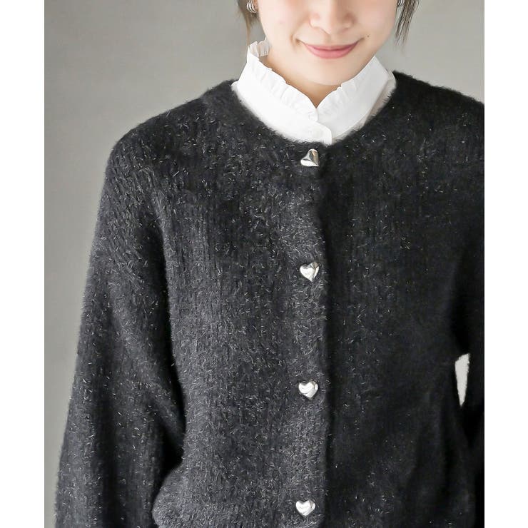 ハートボタンラメフェザークルーネックカーディガン | rps | 詳細画像30 