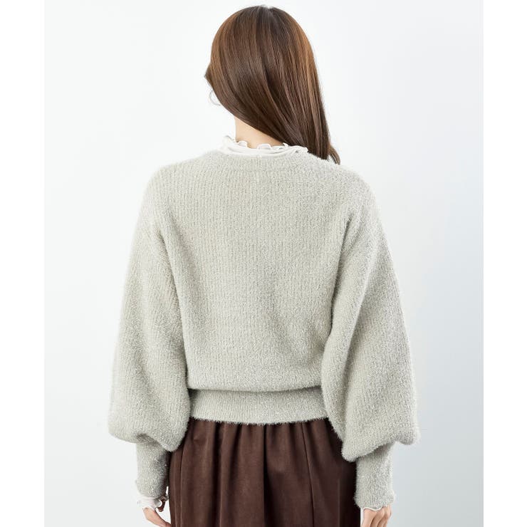 ハートボタンラメフェザークルーネックカーディガン | rps | 詳細画像35 