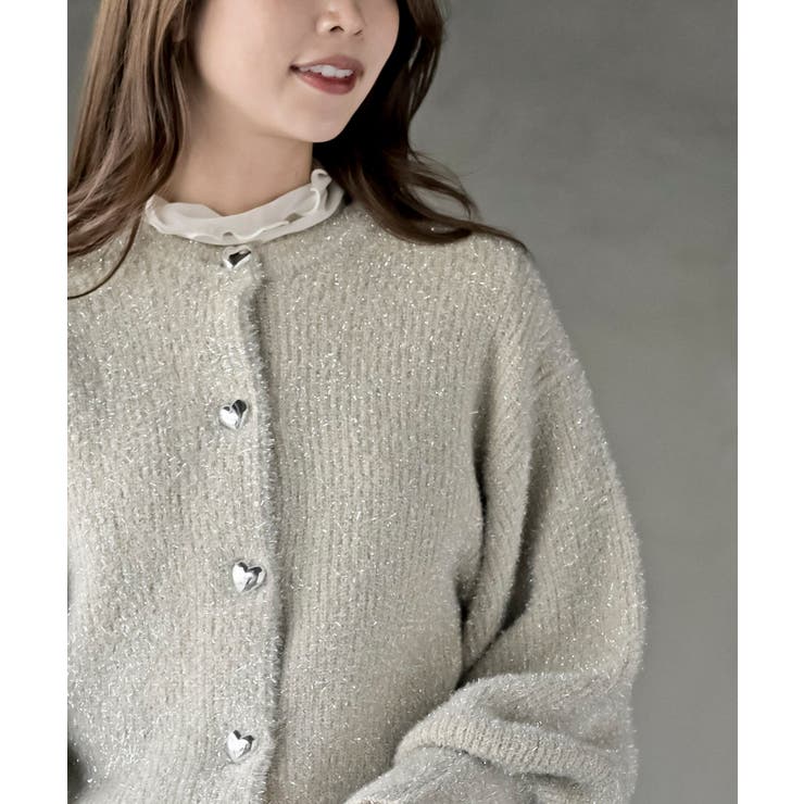 ハートボタンラメフェザークルーネックカーディガン | rps | 詳細画像6 