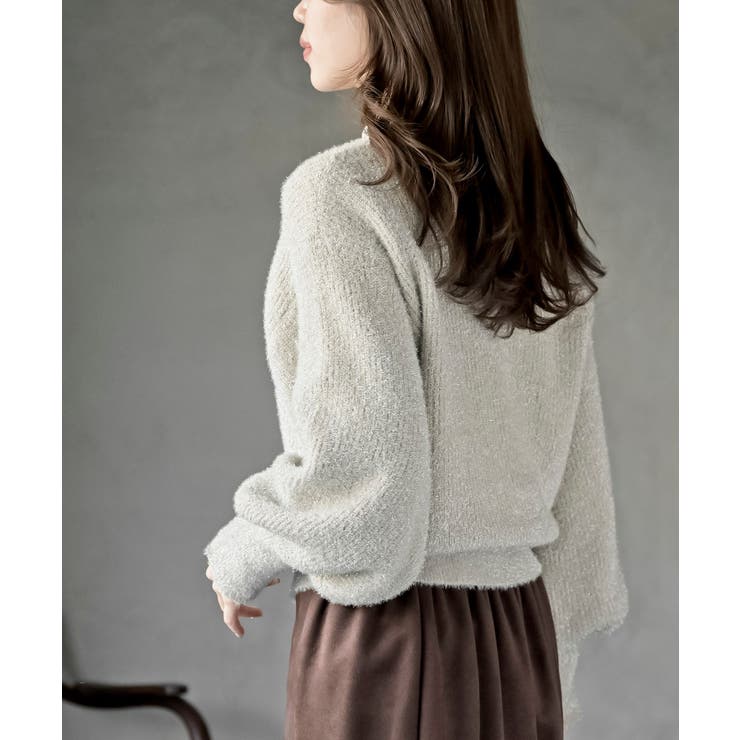 ハートボタンラメフェザークルーネックカーディガン | rps | 詳細画像8 