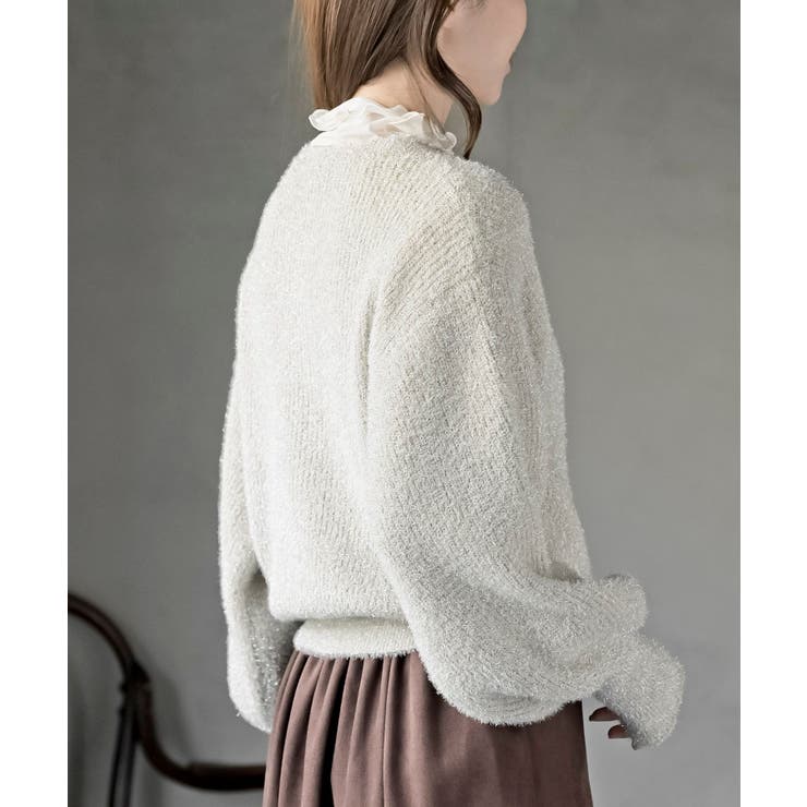 ハートボタンラメフェザークルーネックカーディガン | rps | 詳細画像9 