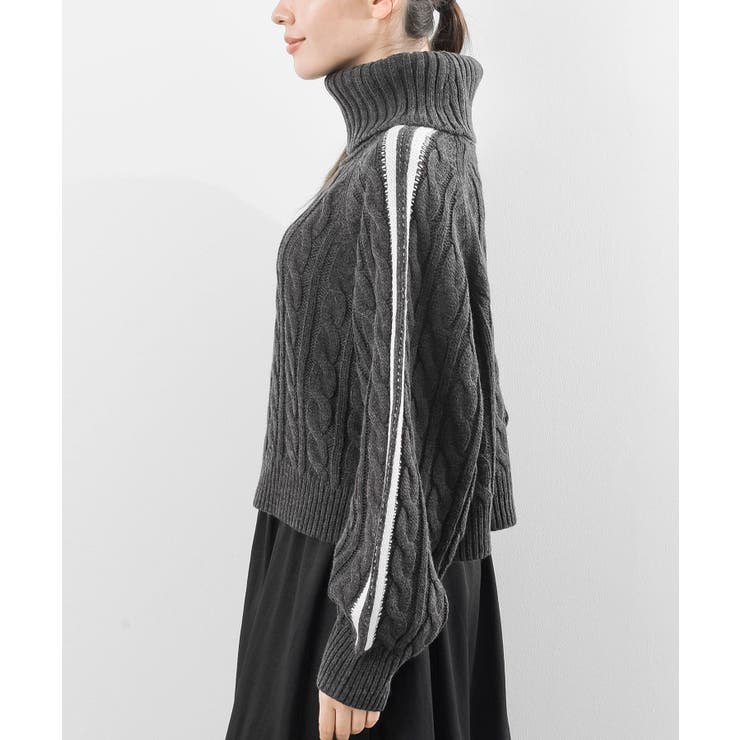 ライン入りタートルケーブルニットプルオーバー | rps | 詳細画像27 