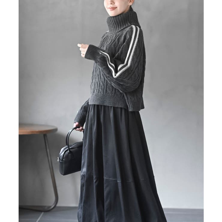 ライン入りタートルケーブルニットプルオーバー | rps | 詳細画像3 