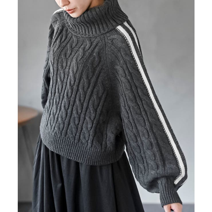 ライン入りタートルケーブルニットプルオーバー | rps | 詳細画像7 