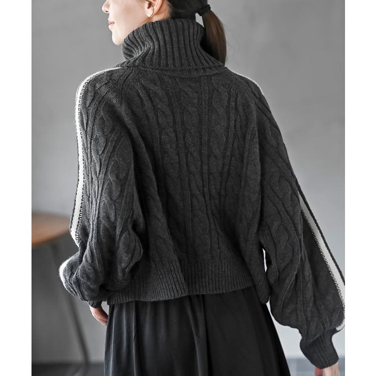 ライン入りタートルケーブルニットプルオーバー | rps | 詳細画像8 