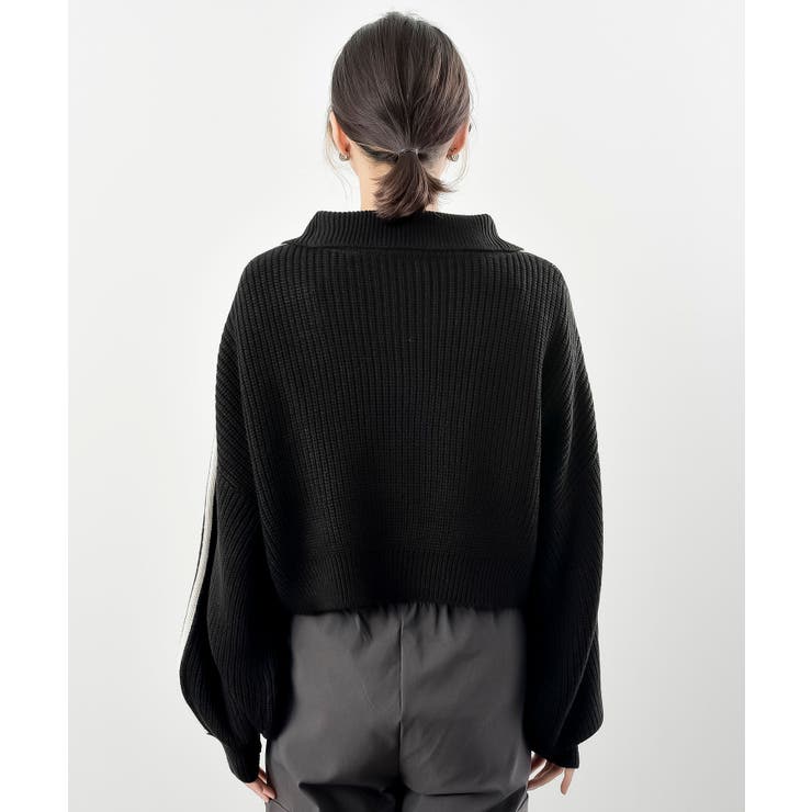 ライン入りハーフZIPニットプルオーバー[品番：RPSW0003248]｜rps