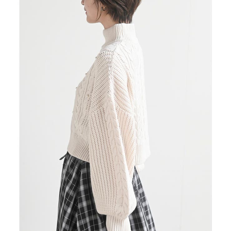 パール付きハイネックケーブルニットプルオーバー | rps | 詳細画像15 