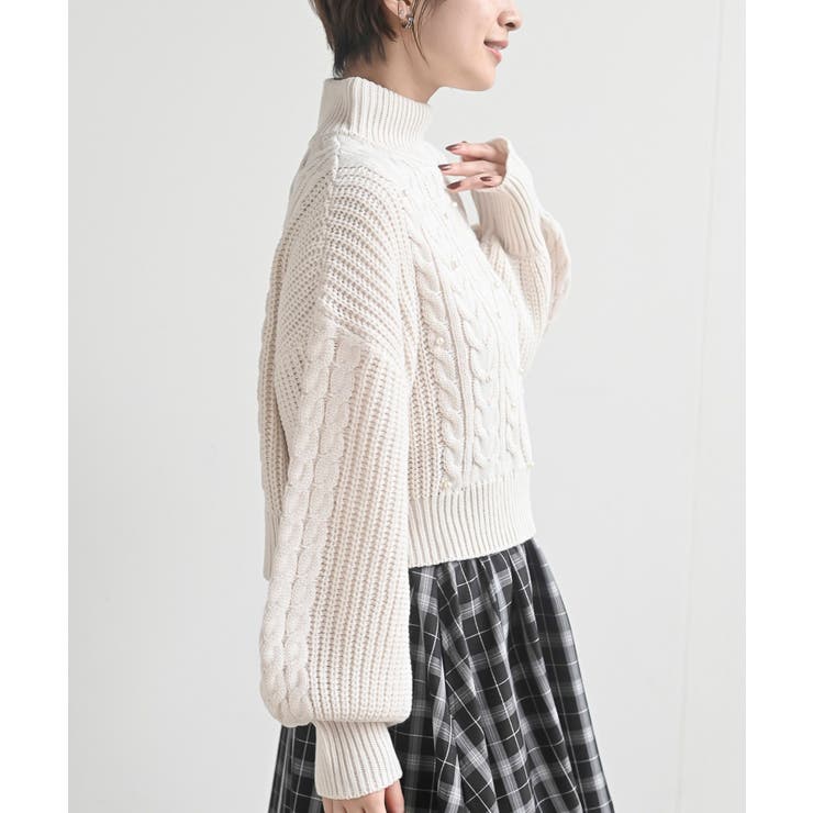 パール付きハイネックケーブルニットプルオーバー | rps | 詳細画像17 