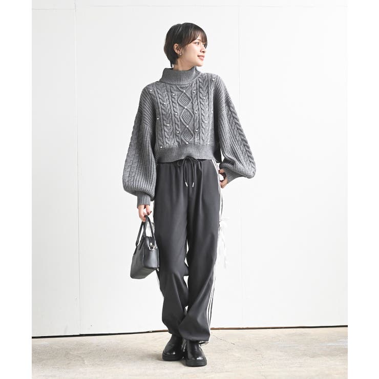 パール付きハイネックケーブルニットプルオーバー | rps | 詳細画像18 