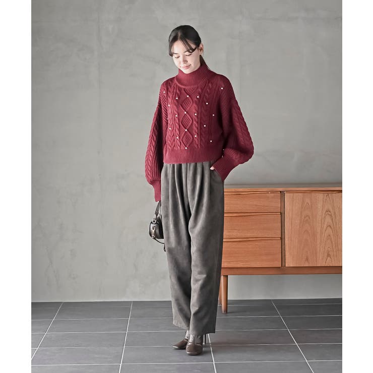 パール付きハイネックケーブルニットプルオーバー | rps | 詳細画像2 