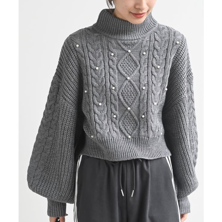 パール付きハイネックケーブルニットプルオーバー | rps | 詳細画像22 