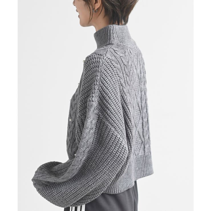 パール付きハイネックケーブルニットプルオーバー | rps | 詳細画像23 