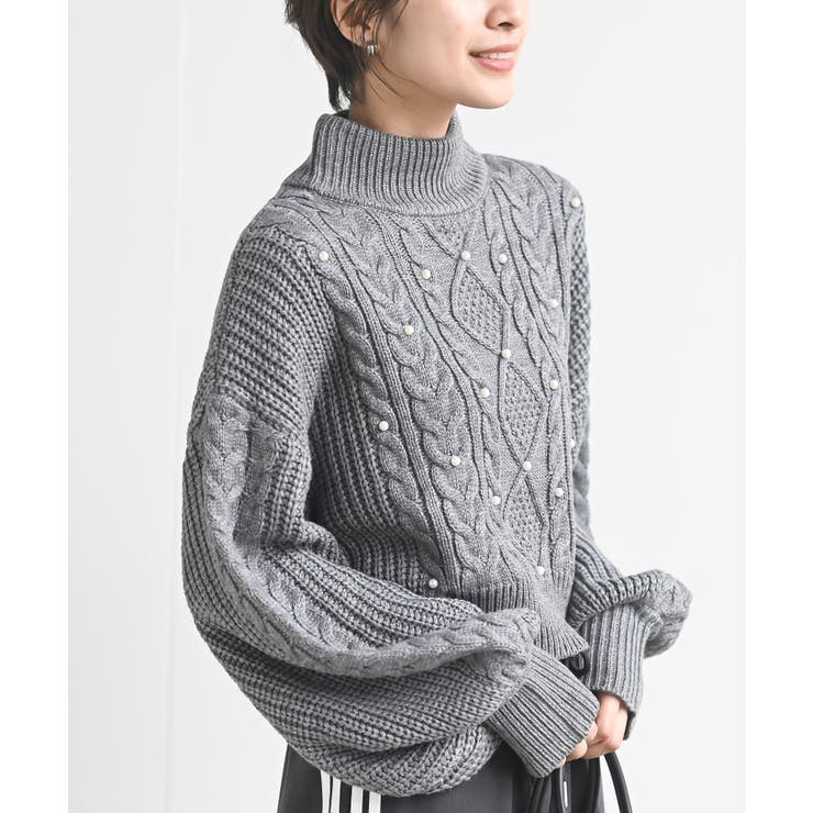 パール付きハイネックケーブルニットプルオーバー | rps | 詳細画像25 