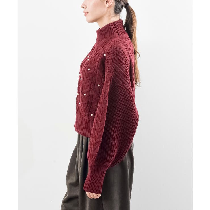 パール付きハイネックケーブルニットプルオーバー | rps | 詳細画像26 