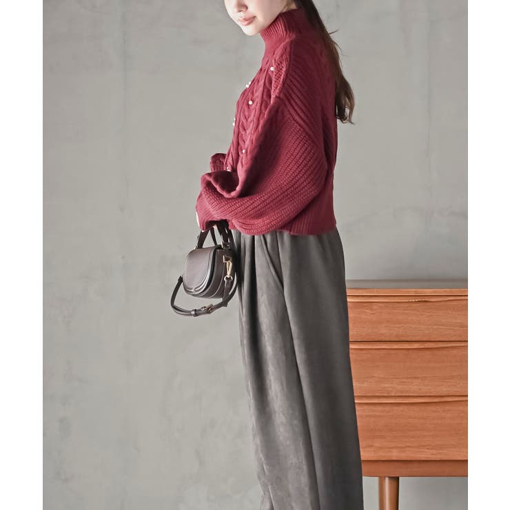 パール付きハイネックケーブルニットプルオーバー | rps | 詳細画像3 