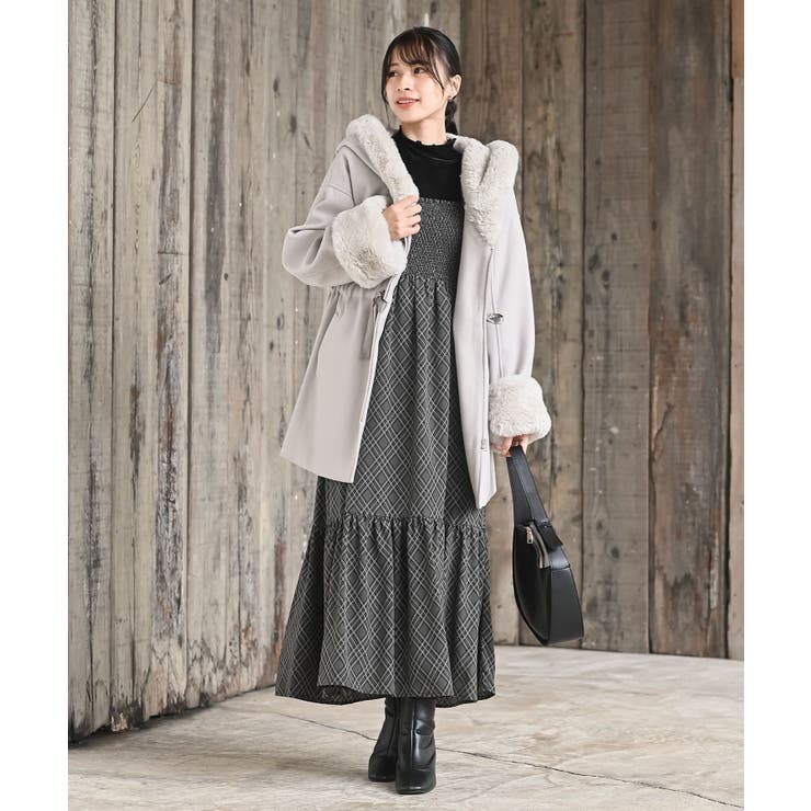 フードフェイクファービジューミドルコート 限定値下げ ナイスクラップ