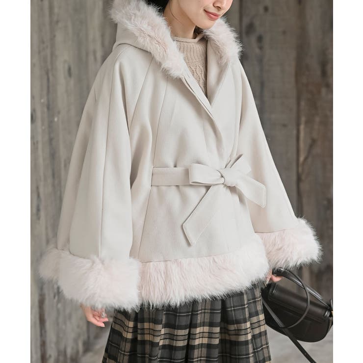 フード付きフェイクファーコート | rps | 詳細画像1 