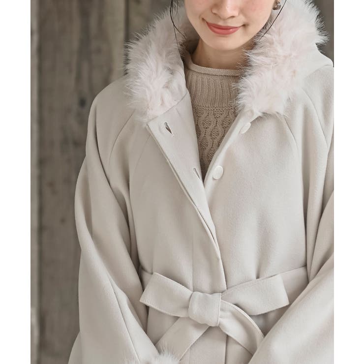 フード付きフェイクファーコート | rps | 詳細画像23 