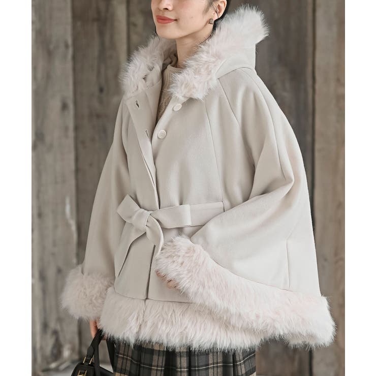 フード付きフェイクファーコート | rps | 詳細画像24 