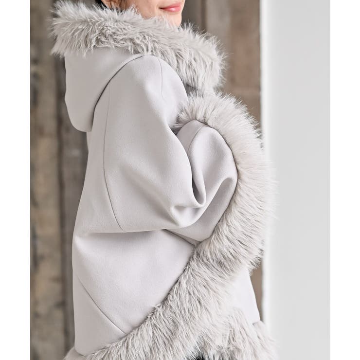 フード付きフェイクファーコート | rps | 詳細画像7 