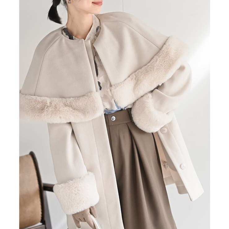 フェイクファーケープ付きコート | rps | 詳細画像1 