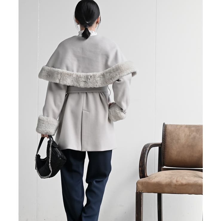 フェイクファーケープ付きコート | rps | 詳細画像12 