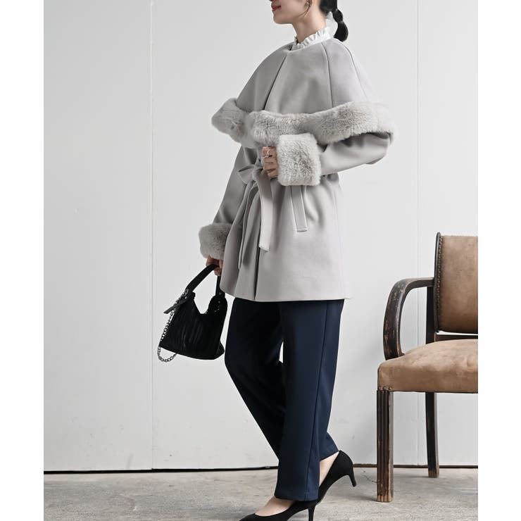 フェイクファーケープ付きコート | rps | 詳細画像13 