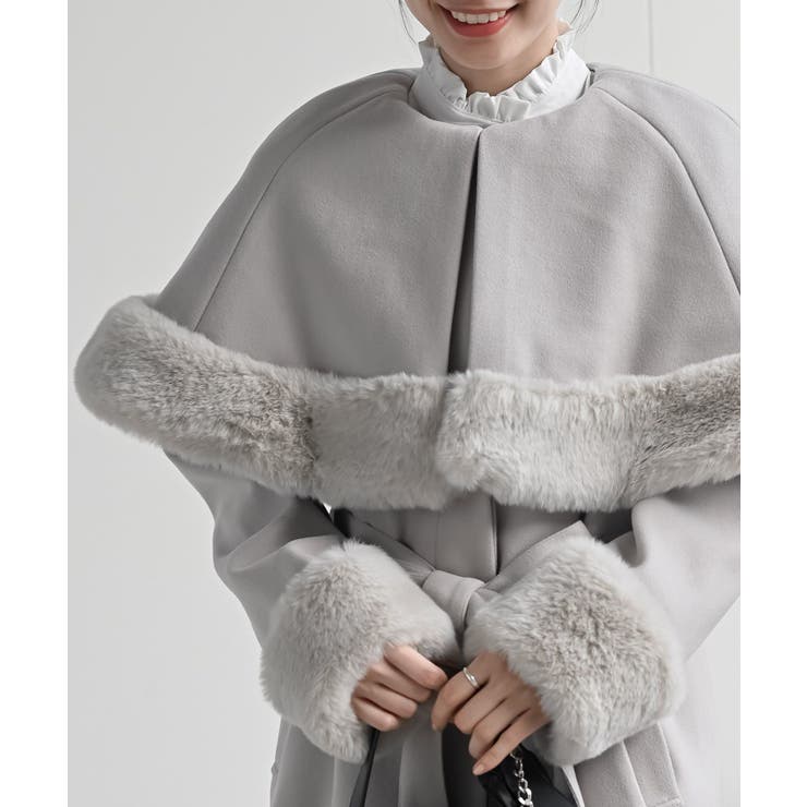 フェイクファーケープ付きコート | rps | 詳細画像14 