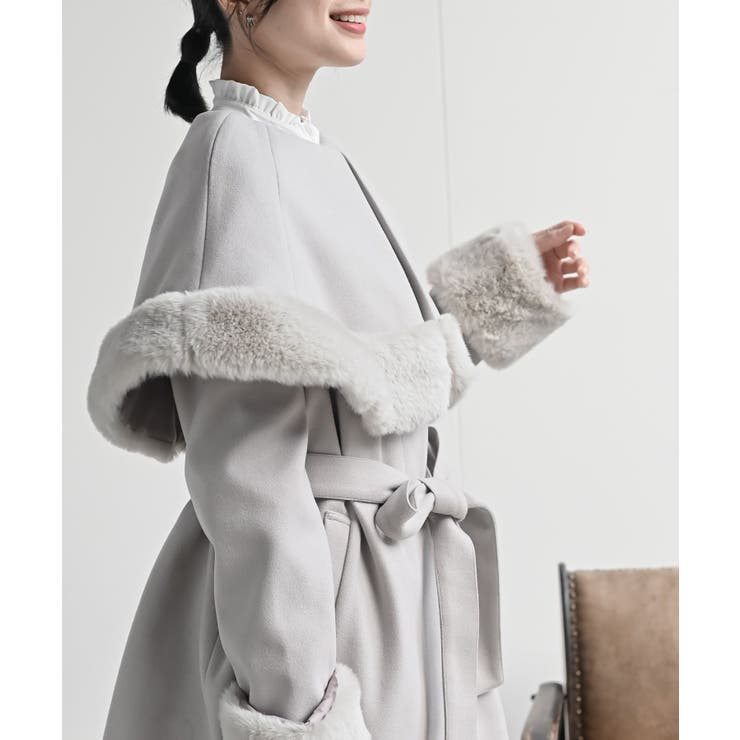 フェイクファーケープ付きコート | rps | 詳細画像15 