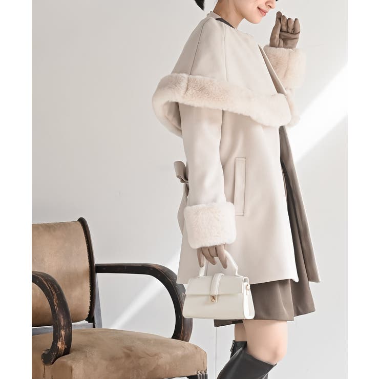 フェイクファーケープ付きコート | rps | 詳細画像3 