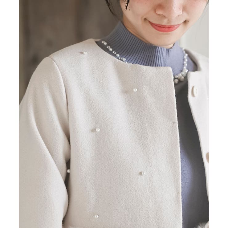 異素材切替パール付きフェイクファーコート | rps | 詳細画像11 