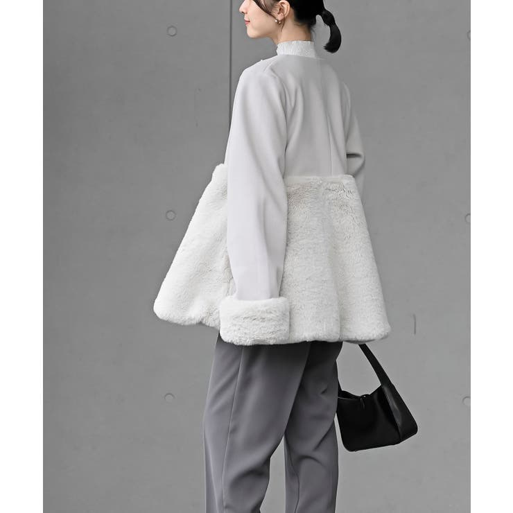 異素材切替パール付きフェイクファーコート | rps | 詳細画像22 