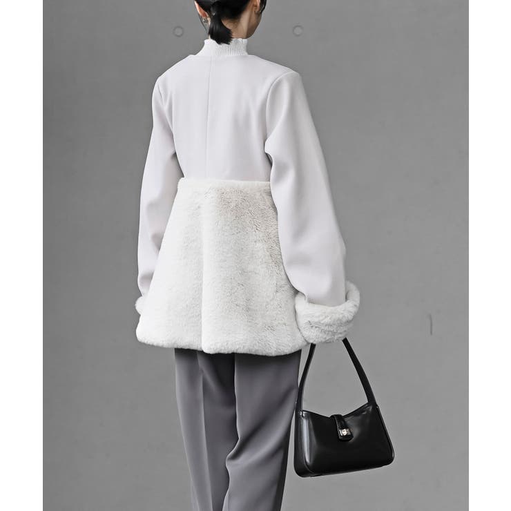 異素材切替パール付きフェイクファーコート | rps | 詳細画像23 