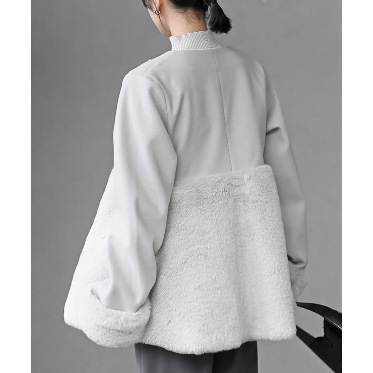 異素材切替パール付きフェイクファーコート | rps | 詳細画像27 