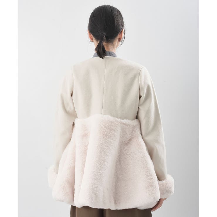 異素材切替パール付きフェイクファーコート | rps | 詳細画像30 