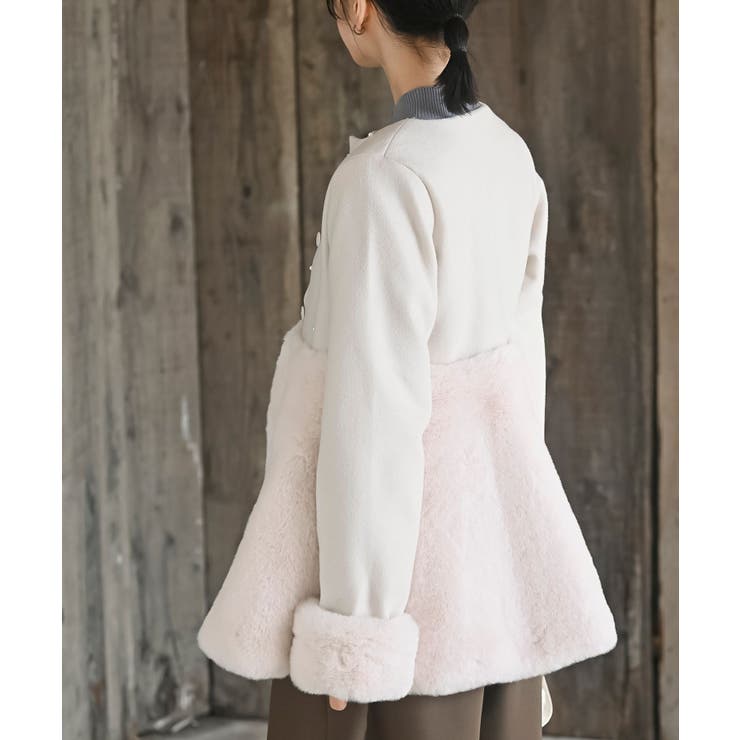 異素材切替パール付きフェイクファーコート | rps | 詳細画像7 