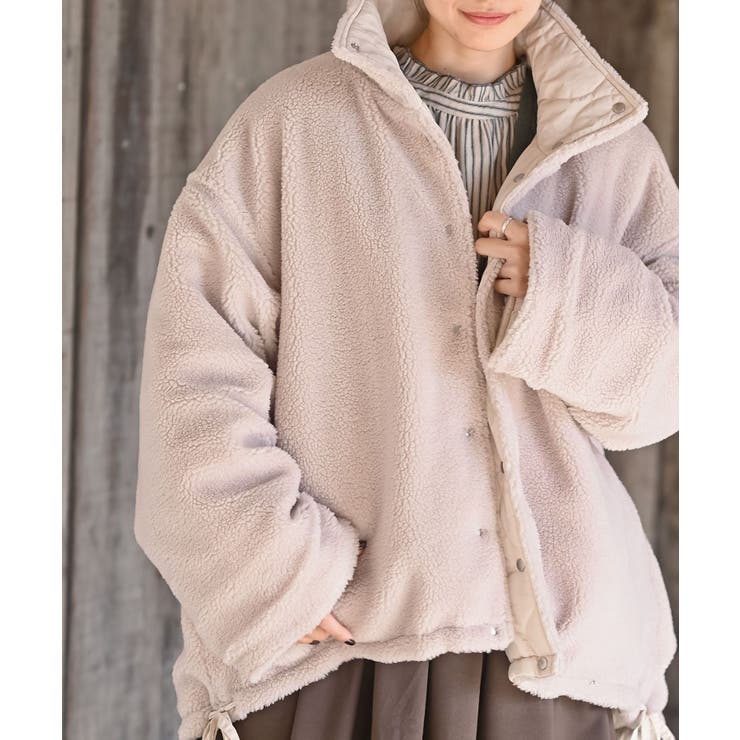 グレージュ | ボア×キルティングリバーシブルジャケット | rps