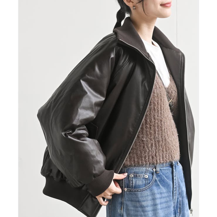 フェイクレザーリブブルゾン | rps | 詳細画像1 