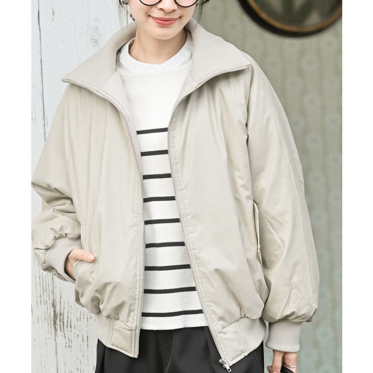 アイボリー | フェイクレザーリブブルゾン | rps