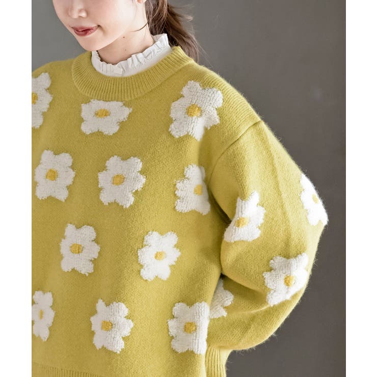 ☆新品☆定価￥36,300 М.＆KYOKO フラワー柄ニットプルオーバー ABITOKYO ニット セーター フラワージャガードオーバーサイズ