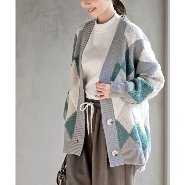 サガラアーガイルニットカーディガン[品番：RPSW0000456]｜rps（アール